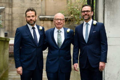 Rupert Murdoch (C), 93, has lost his bid to ensure Lachlan Murdoch would control his media empire
