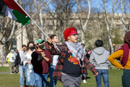 Students from MIT, Harvard University and other schools rally in April 2024 against Israel's military campaign in Gaza