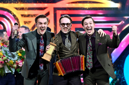 No sweat: comic group KAJ celebrate after becoming Sweden's Eurovision entry