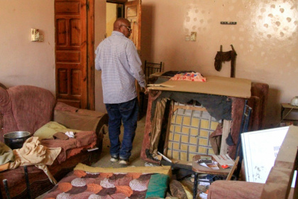 AFP journalist Abdelmoneim Abu Idris Ali in his ransacked home in Khartoum
