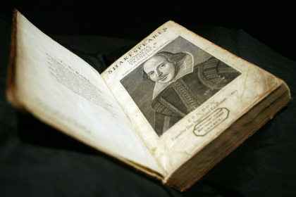 A First Folio edition of William Shakespeares' plays (1623), considered one of the most important books in English literature