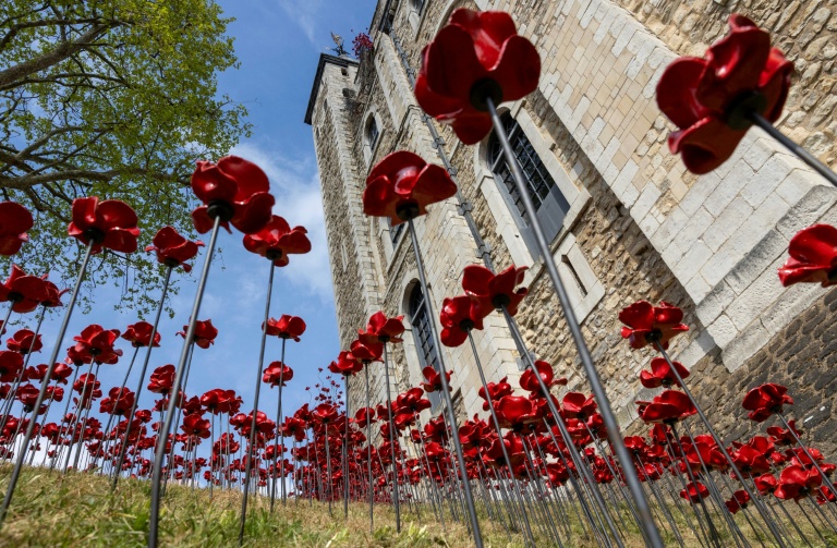 Poppies flourish at Tower of London for WWII anniversary as thousands of UK children write to veterans