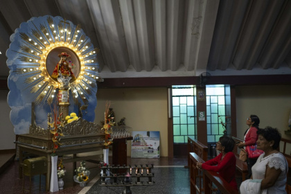 On June 2, 1649, an image of a young Jesus and three small hearts is believed to have appeared to dozens of faithful in Eten - ERNESTO BENAVIDES (AFP)