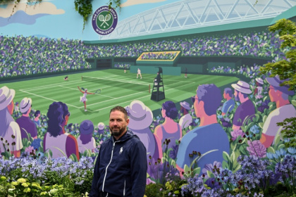 Wimbledon head gardener Martin Falconer is putting the finishing touches to the grounds ahead of the 2025 tournament - GLYN KIRK (AFP)