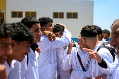Students at the 'Second Chance School –- New Generation' which aims to bring dropouts back into education - Issam Zerrok (AFP)