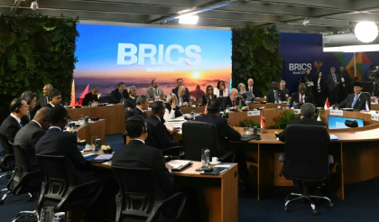 Brazil's President Luiz Inacio Lula da Silva (C) speaks at the BRICS summit in Rio de Janeiro, Brazil, on July 6, 2025 - Mauro PIMENTEL (AFP)