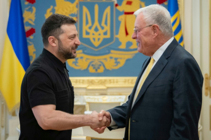 Zelensky greets US Special Envoy for Ukraine and Russia Keith Kellogg - Handout (AFP)