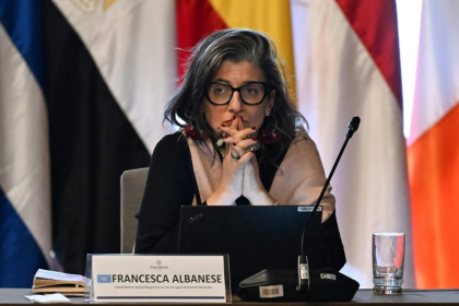 The UN Special Rapporteur on the occupied Palestinian Territories Francesca Albanese said Tuesday that Washington's sanctions -- following her criticism of the White House's stance on Gaza -- are a 'violation' of her immunity - Luis ACOSTA (AFP)