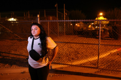 Alejandra Morales after visiting her detained husband inside of the GEO Group Adelanto ICE Processing Center detention facility in Adelanto, California on July 10, 2025 - Patrick T. Fallon (AFP)