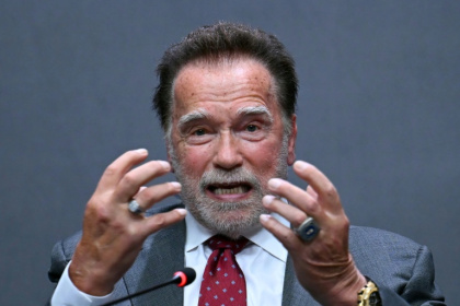 Action hero-turned-environmental campaigner Schwarzenegger hails the Catholic Church's climate mission - Filippo MONTEFORTE (AFP)