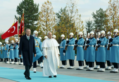 As he began his four-day trip to Turkey, Pope Leo XIV met President Recep Tayyip Erdogan - Mustafa Kamaci (AFP)