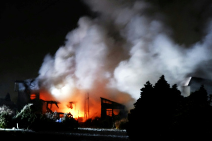 The scene of a fire that broke out after an earthquake in Aomori City, Japan - STR (AFP)