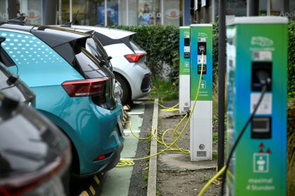 Battery-electric vehicles showed the biggest percentage gain in sales last year in the EU, but hybrid-electrics were the top choice of consumers - Ina FASSBENDER (AFP)