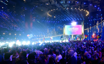 Spectators packed the Wiener Stadthalle as the Eurovision Song Contest got under way - Tobias SCHWARZ (AFP)