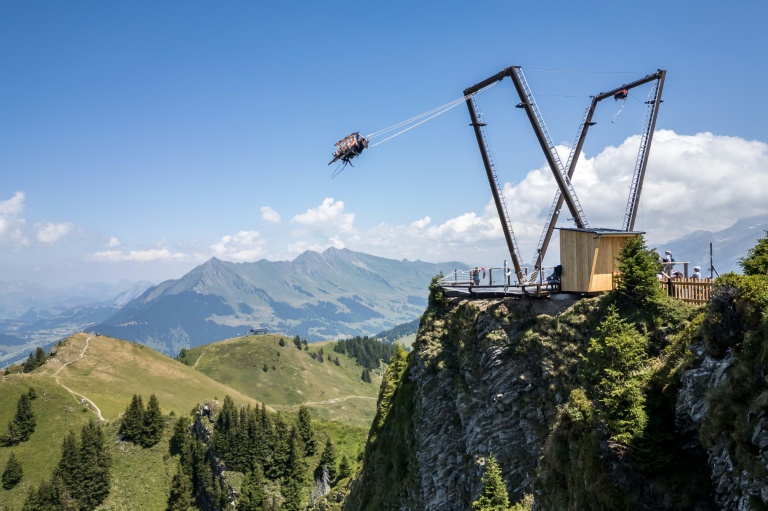 Giant swing on Swiss peak aims to boost summer tourism as Alps warm