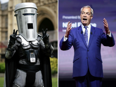Nigel Farage has been left facing off against his main rival, joke candidate, Count Binface - Henry Nicholls (AFP)