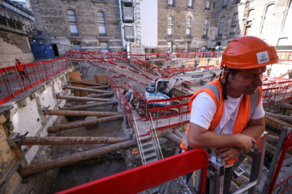 A roughly 20-metre (65-foot) wall dating from the Gallo-Roman period was discovered in Paris this summer - SIMON WOHLFAHRT (AFP)
